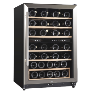 PREMIUM 45 Bottle Wine Cooler Stainless Steel Handle Dual Zone Single Door